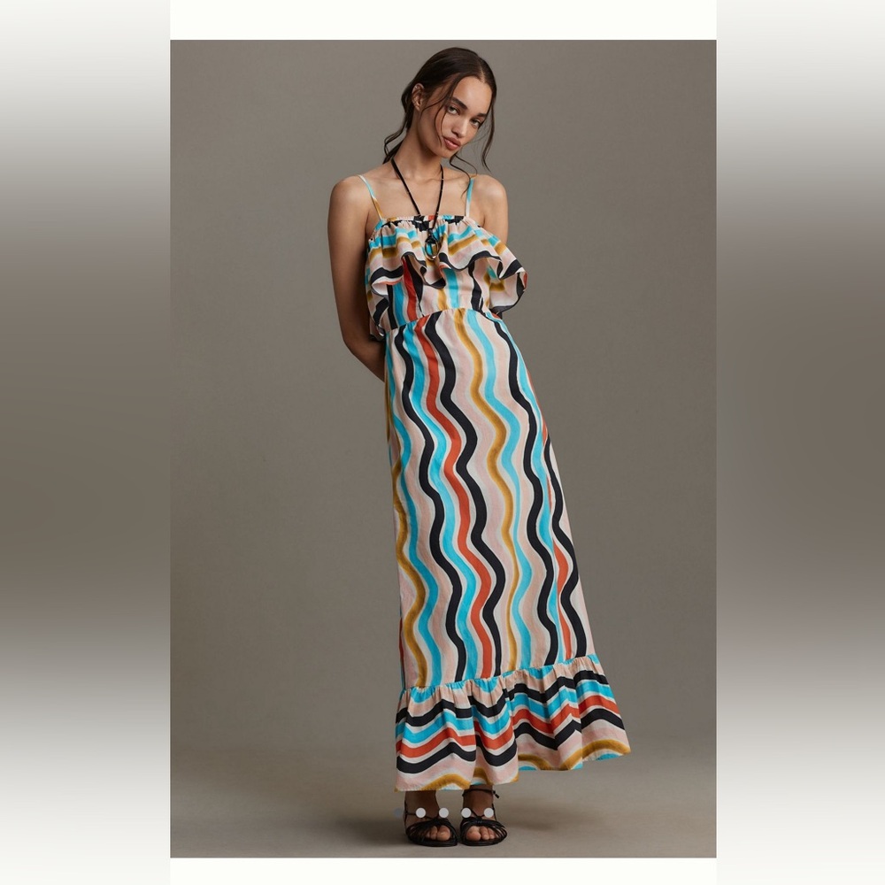 FARM Rio Sleeveless Ruffle Maxi Dress - M